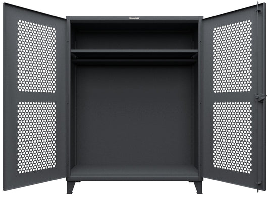 Extreme Duty 12 GA Ventilated (Hex) Uniform Cabinet with Hanger Rod, 1 Shelf - 60 In. W x 24 In. D x 78 In. H