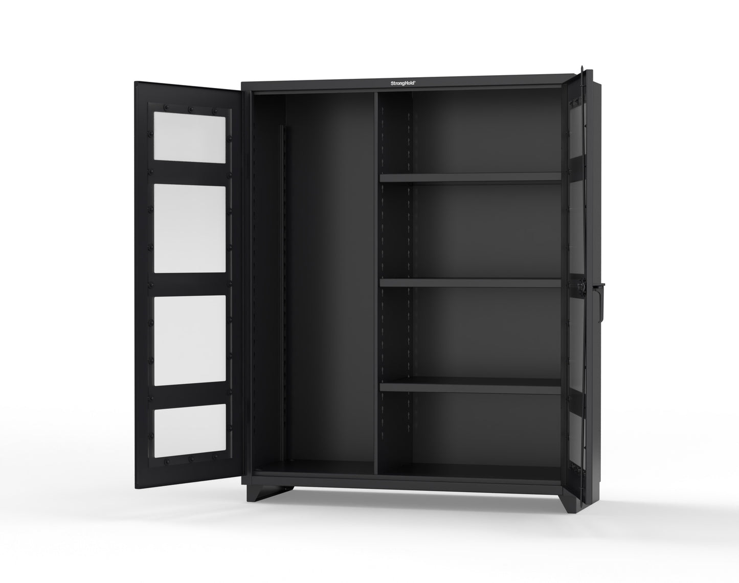 Extra Heavy Duty 14 GA Clear View Janitorial Cabinet with 3 Shelves - 60 In. W x 24 In. D x 75 In. H - 56-LD-BC-243-L-9005