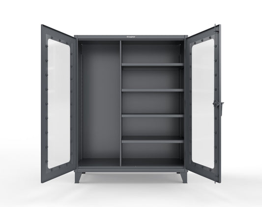 Extreme Duty 12 GA Clear View Janitorial Cabinet with 4 Shelves - 60 In. W x 24 In. D x 78 In. H - 56-LD-BC-244-7024