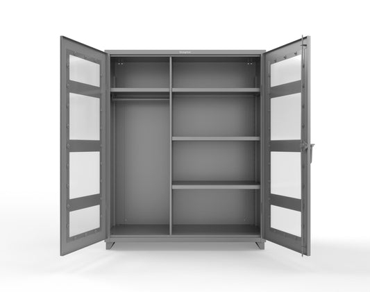 Extra Heavy Duty 14 GA Clear View Uniform Cabinet with 4 Shelves - 60 In. W x 24 In. D x 75 In. H - 56-LD-W-244-L-7037