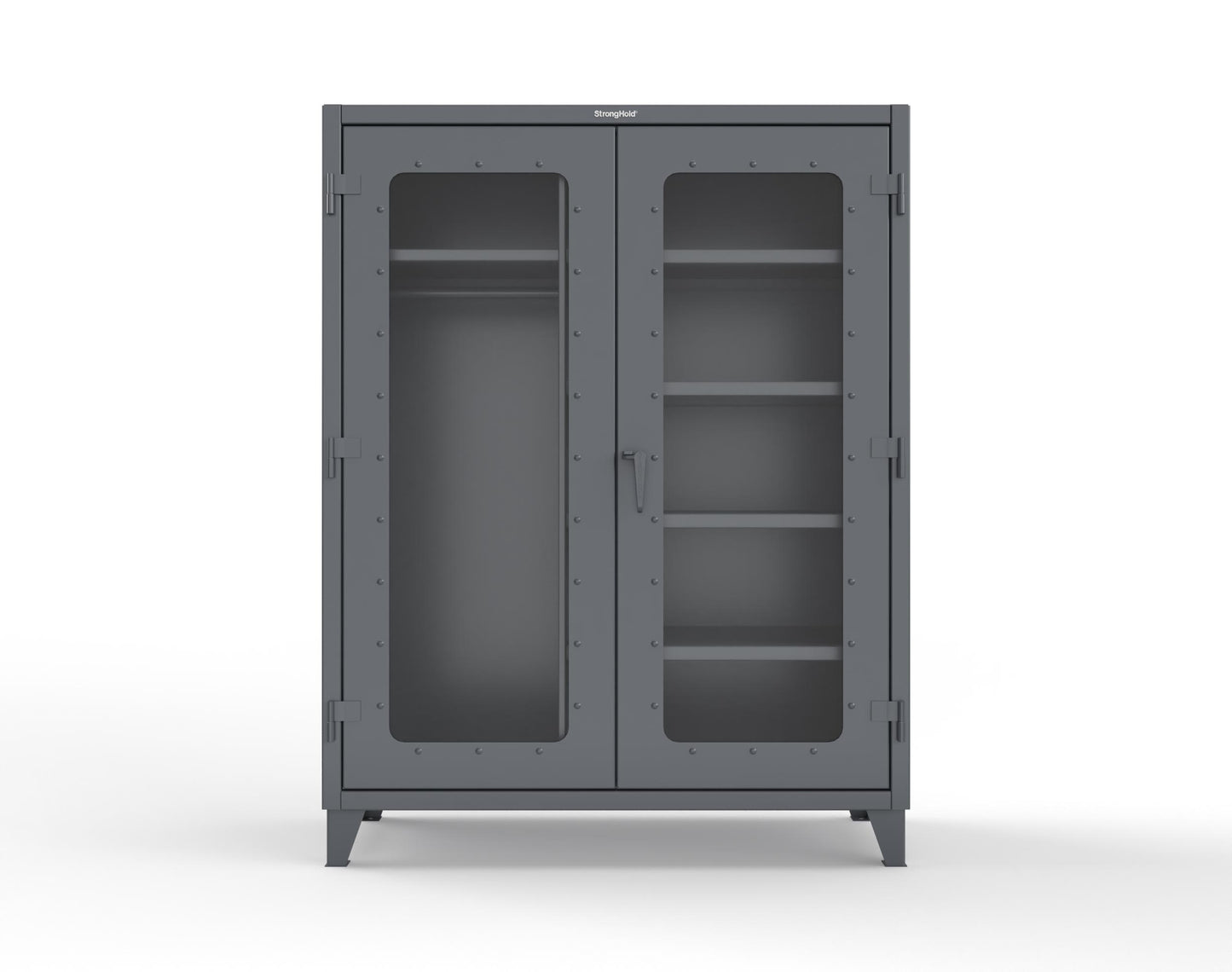Extreme Duty 12 GA Clear View Uniform Cabinet with 5 Shelves - 60 In. W x 24 In. D x 66 In. H - 56-LD-W-245-7024