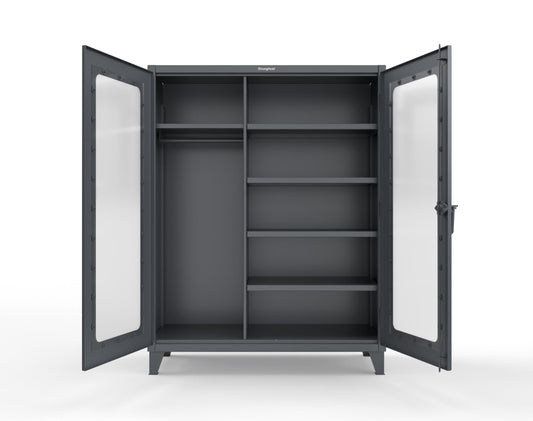 Extreme Duty 12 GA Clear View Uniform Cabinet with 5 Shelves - 60 In. W x 24 In. D x 66 In. H - 56-LD-W-245-7024
