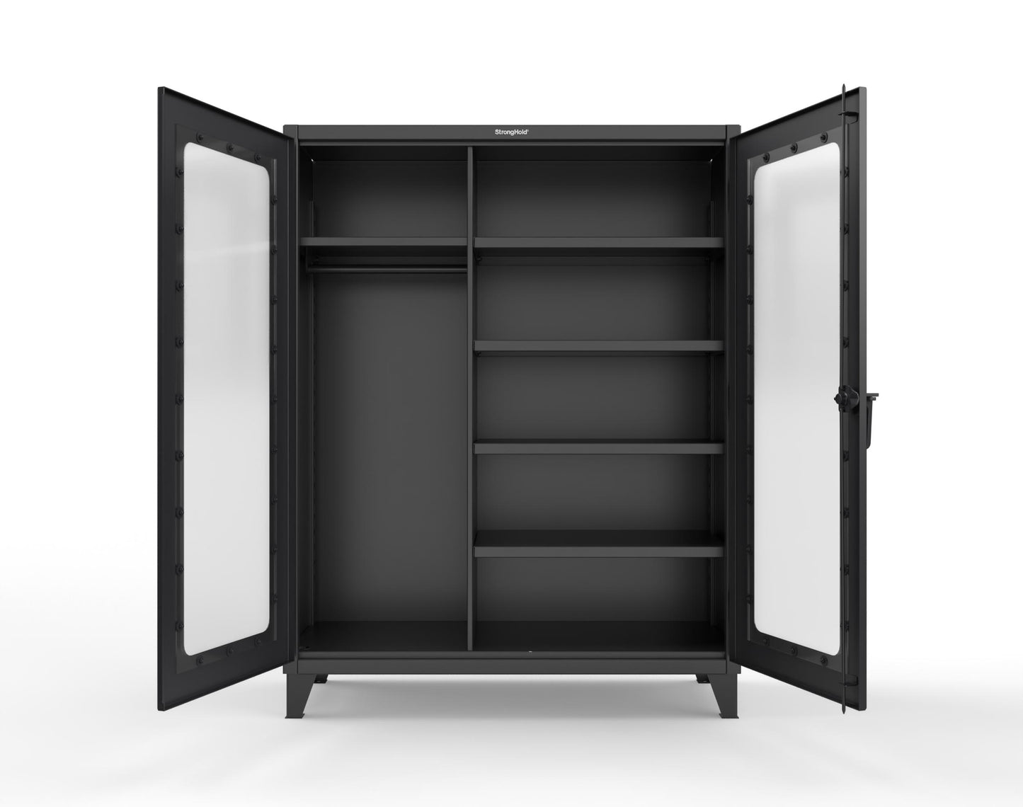 Extreme Duty 12 GA Clear View Uniform Cabinet with 5 Shelves - 60 In. W x 24 In. D x 66 In. H - 56-LD-W-245-9005