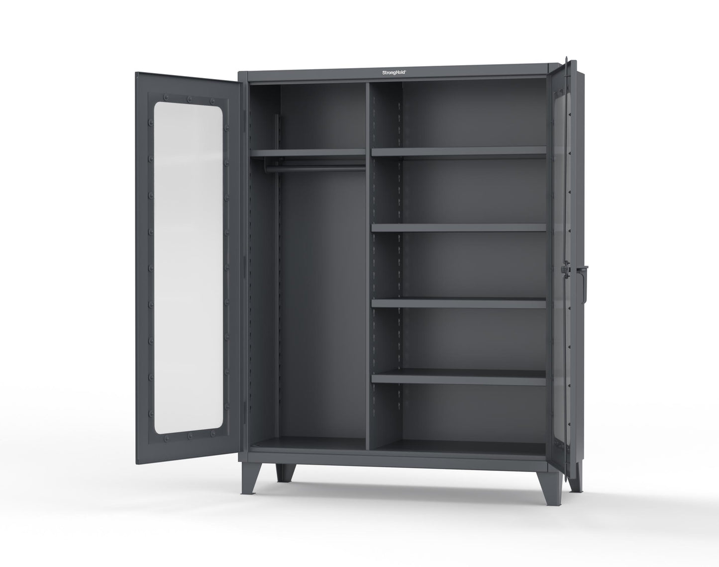 Extreme Duty 12 GA Clear View Uniform Cabinet with 5 Shelves - 60 In. W x 24 In. D x 66 In. H - 56-LD-W-245-7024