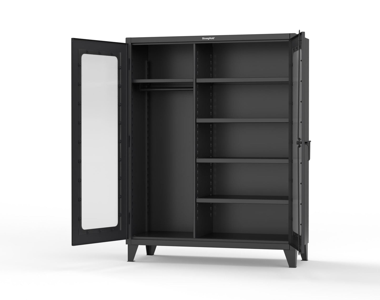 Extreme Duty 12 GA Clear View Uniform Cabinet with 5 Shelves - 60 In. W x 24 In. D x 66 In. H - 56-LD-W-245-9005
