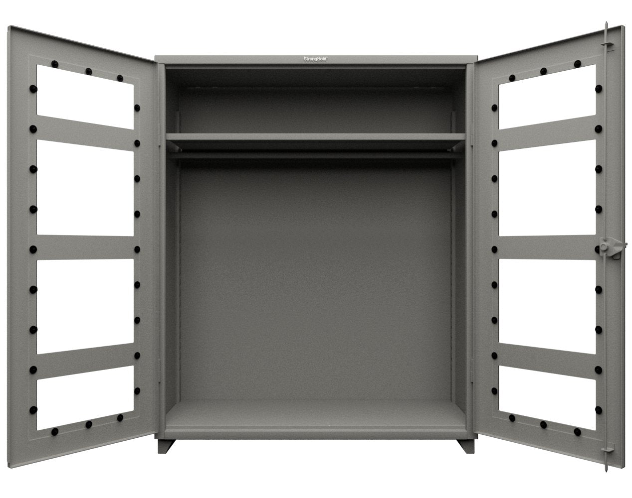 Extra Heavy Duty 14 GA Clear View Uniform Cabinet with Hanger Rod, 1 Shelf - 60 In. W x 24 In. D x 75 In. H