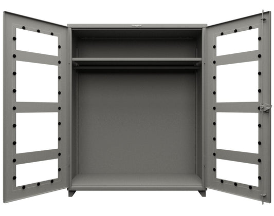 Extra Heavy Duty 14 GA Clear View Uniform Cabinet with Hanger Rod, 1 Shelf - 60 In. W x 24 In. D x 75 In. H