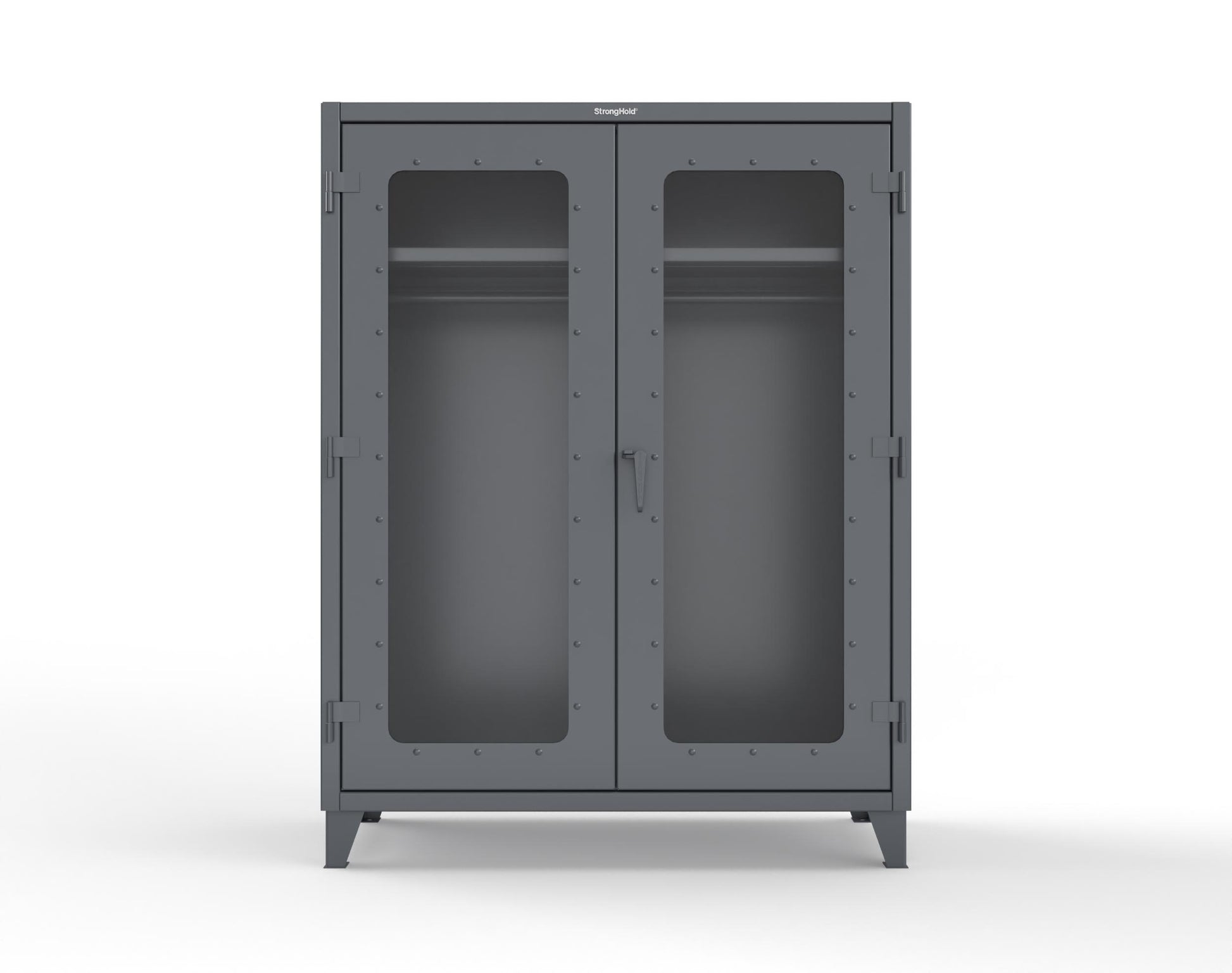 Extreme Duty 12 GA Clear View Uniform Cabinet with Hanger Rod, 1 Shelf - 60 In. W x 24 In. D x 78 In. H - 56-LD-WR-241-7024