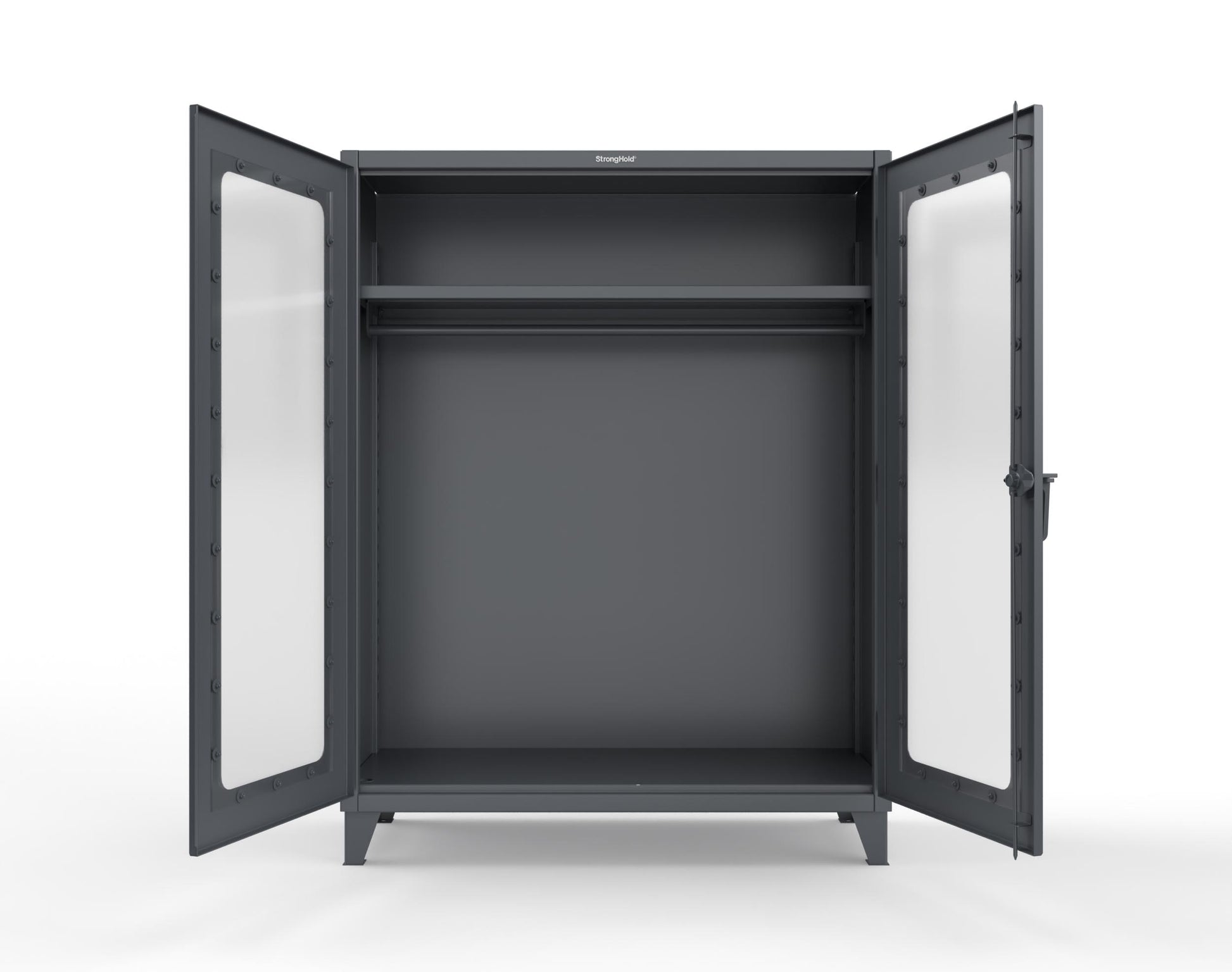Extreme Duty 12 GA Clear View Uniform Cabinet with Hanger Rod, 1 Shelf - 60 In. W x 24 In. D x 78 In. H - 56-LD-WR-241-7024