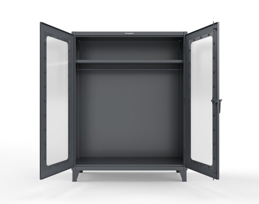Extreme Duty 12 GA Clear View Uniform Cabinet with Hanger Rod, 1 Shelf - 60 In. W x 24 In. D x 78 In. H - 56-LD-WR-241-7024