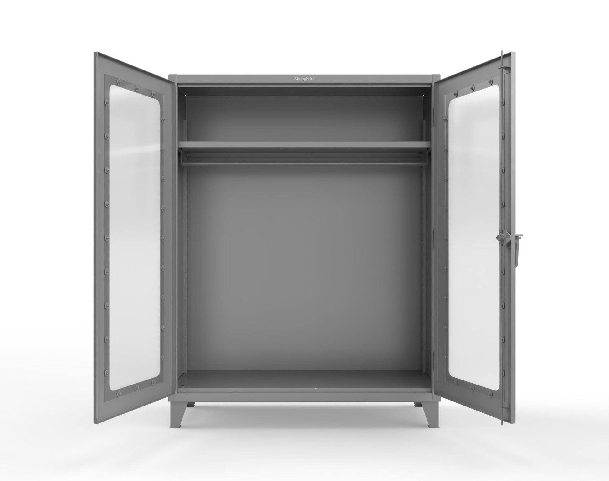 Extreme Duty 12 GA Clear View Uniform Cabinet with Hanger Rod, 1 Shelf - 60 In. W x 24 In. D x 78 In. H - 56-LD-WR-241-7037