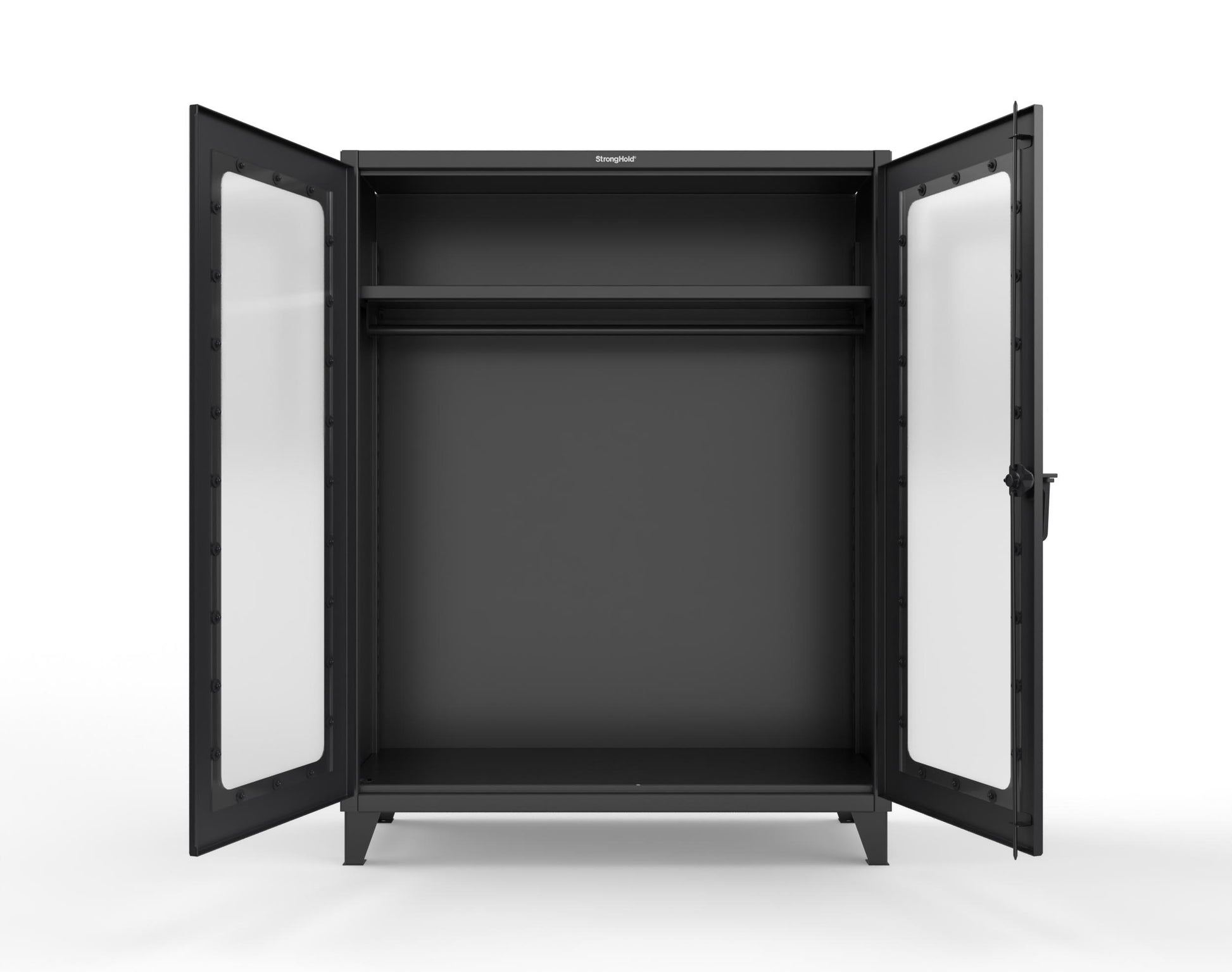Extreme Duty 12 GA Clear View Uniform Cabinet with Hanger Rod, 1 Shelf - 60 In. W x 24 In. D x 78 In. H - 56-LD-WR-241-9005