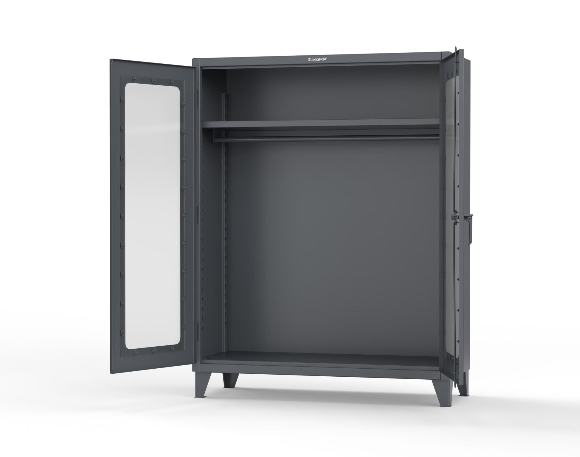 Extreme Duty 12 GA Clear View Uniform Cabinet with Hanger Rod, 1 Shelf - 60 In. W x 24 In. D x 78 In. H - 56-LD-WR-241-7024