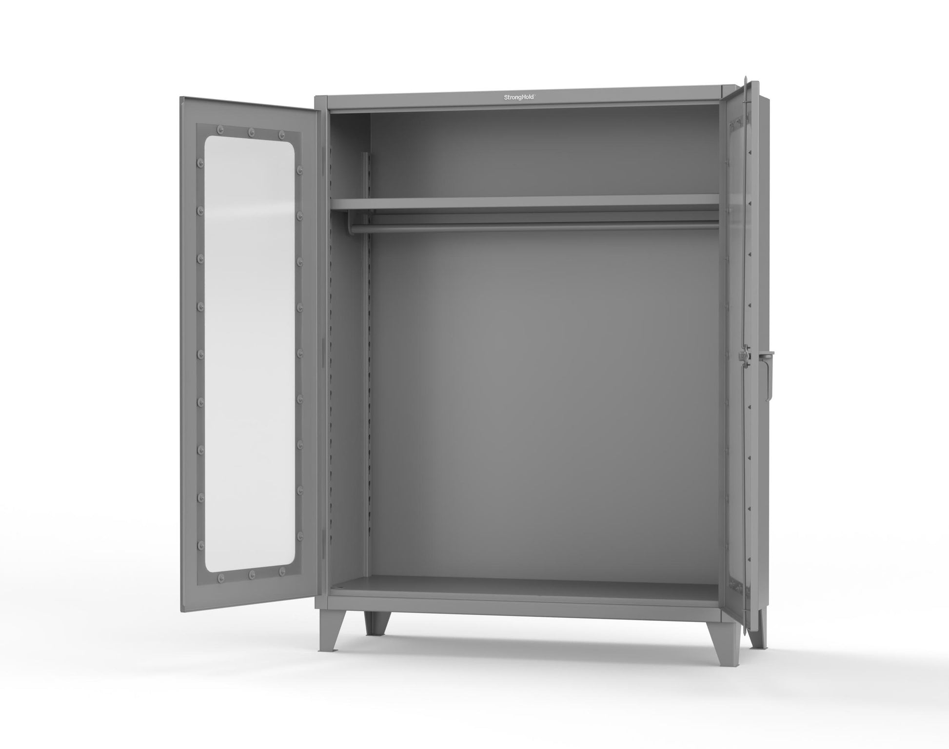 Extreme Duty 12 GA Clear View Uniform Cabinet with Hanger Rod, 1 Shelf - 60 In. W x 24 In. D x 78 In. H - 56-LD-WR-241-7037