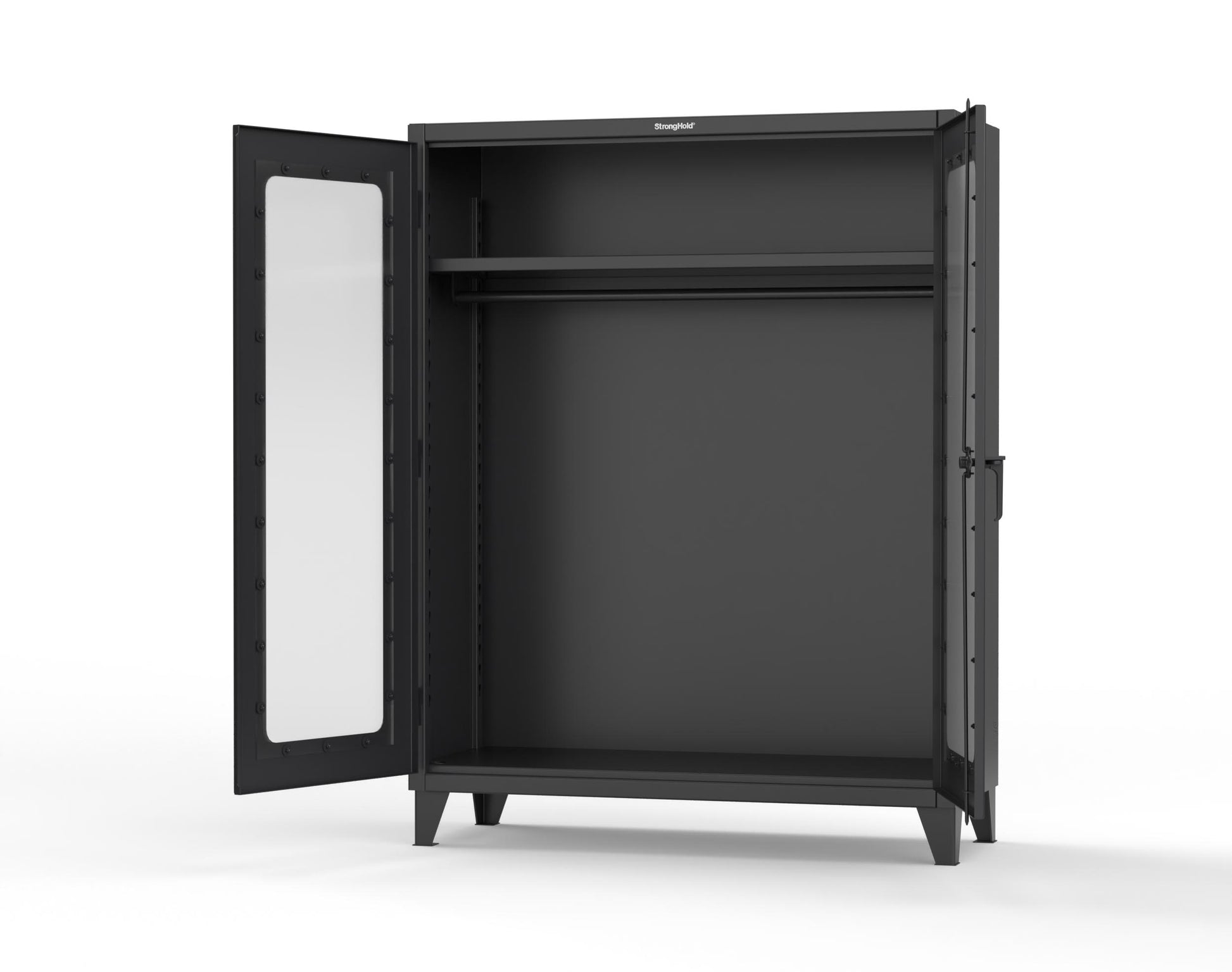 Extreme Duty 12 GA Clear View Uniform Cabinet with Hanger Rod, 1 Shelf - 60 In. W x 24 In. D x 78 In. H - 56-LD-WR-241-9005