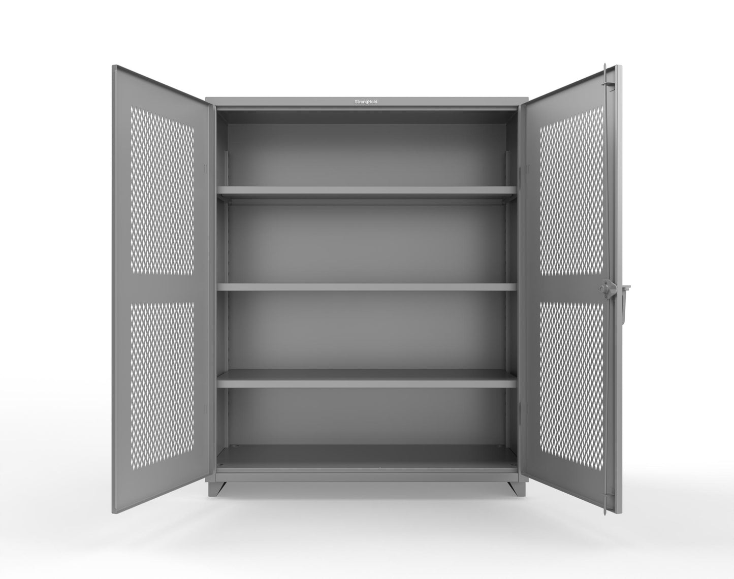 Extra Heavy Duty 14 GA Cabinet with Ventilated (Diamond) Doors - 60 In. W x 24 In. D x 75 In. H - 56-V-243-L-7037