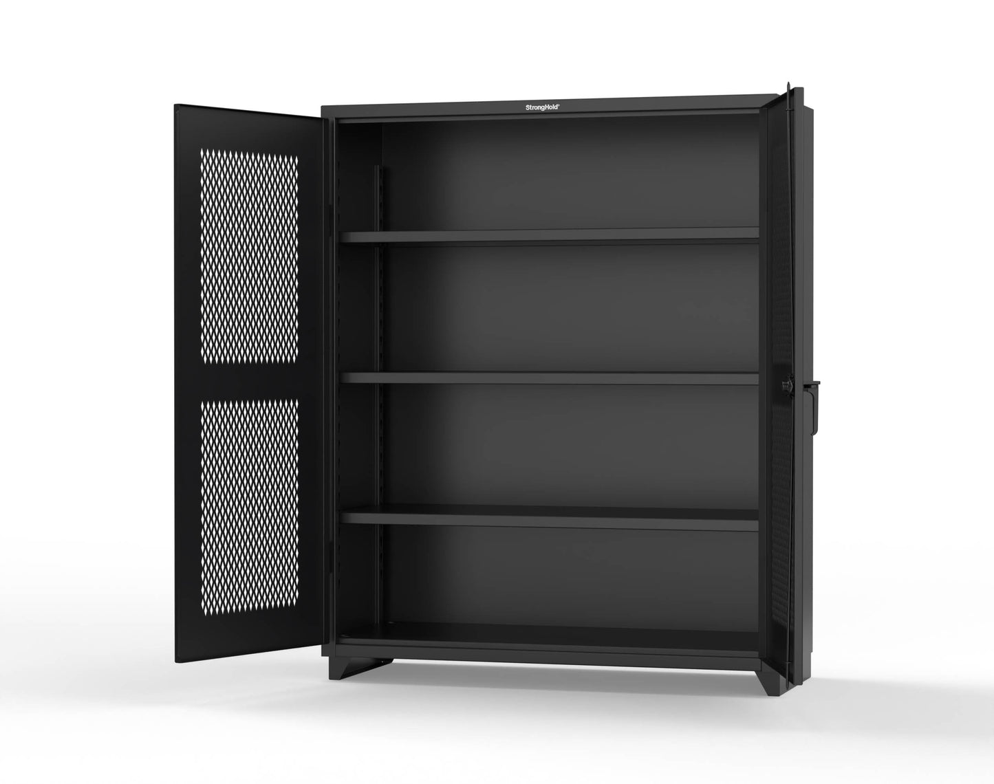Extra Heavy Duty 14 GA Cabinet with Ventilated (Diamond) Doors - 60 In. W x 24 In. D x 75 In. H - 56-V-243-L-9005