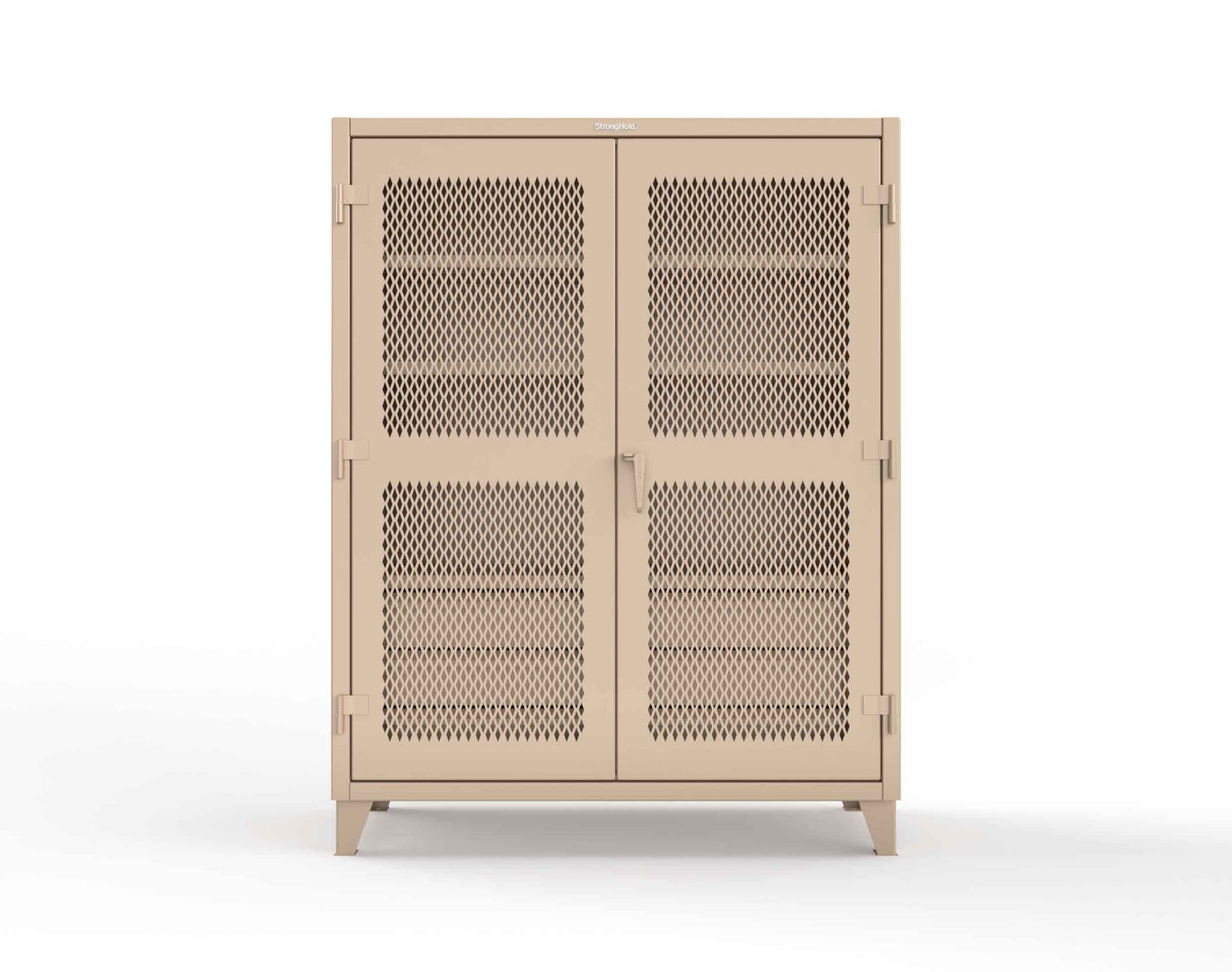 Extreme Duty 12 GA Ventilated (Diamond) Cabinet with 6 Half-Width Drawers, 4 Shelves - 60 In. W x 24 In. D x 78 In. H - 56-V-244-6/5DB-1019