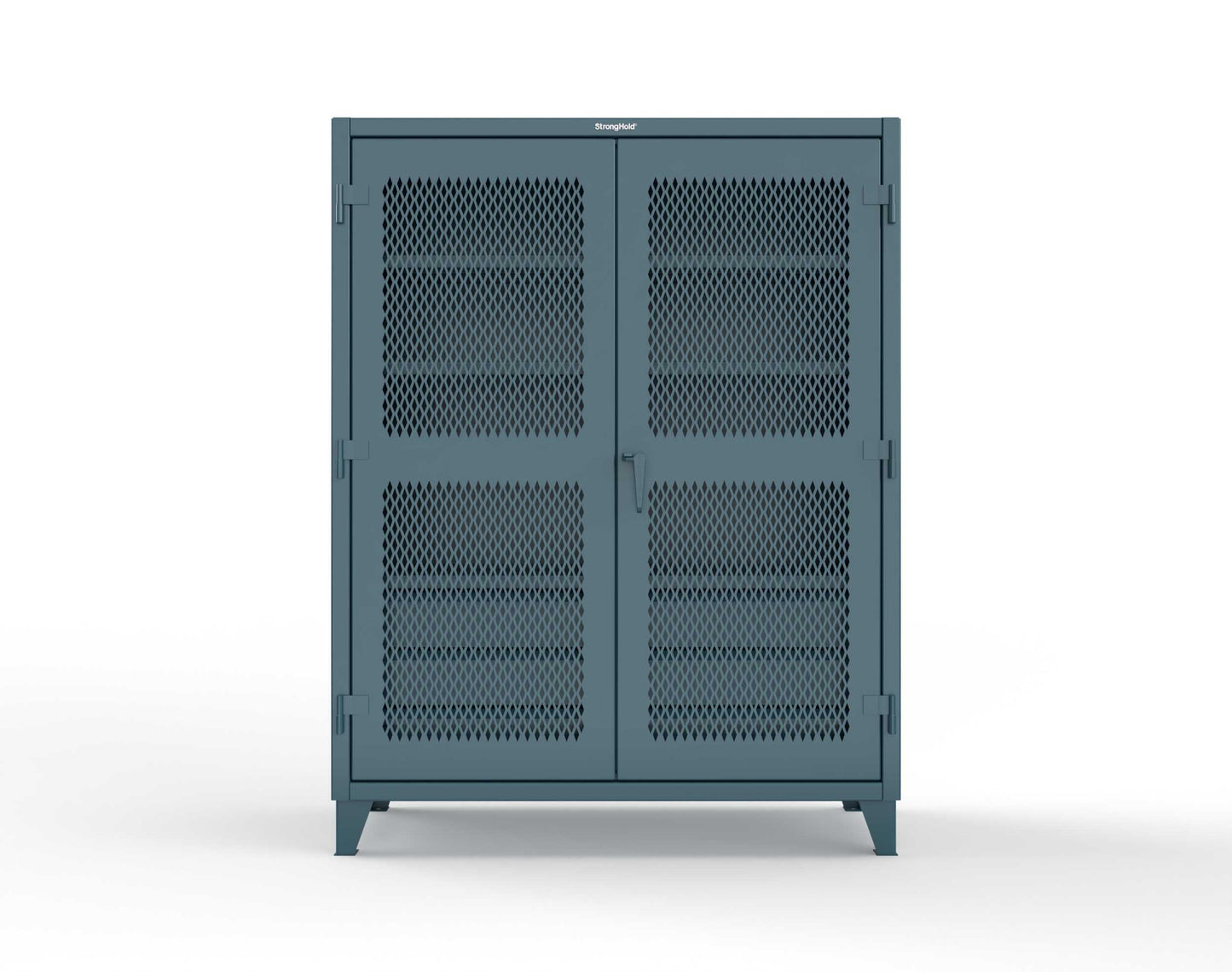 Extreme Duty 12 GA Ventilated (Diamond) Cabinet with 6 Half-Width Drawers, 4 Shelves - 60 In. W x 24 In. D x 78 In. H - 56-V-244-6/5DB-5001