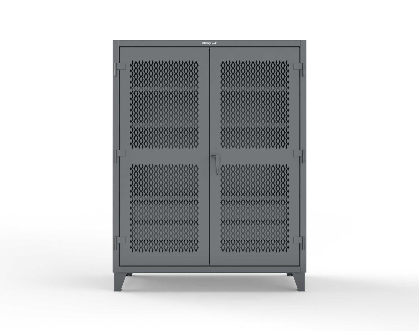 Extreme Duty 12 GA Ventilated (Diamond) Cabinet with 6 Half-Width Drawers, 4 Shelves - 60 In. W x 24 In. D x 78 In. H - 56-V-244-6/5DB-7024