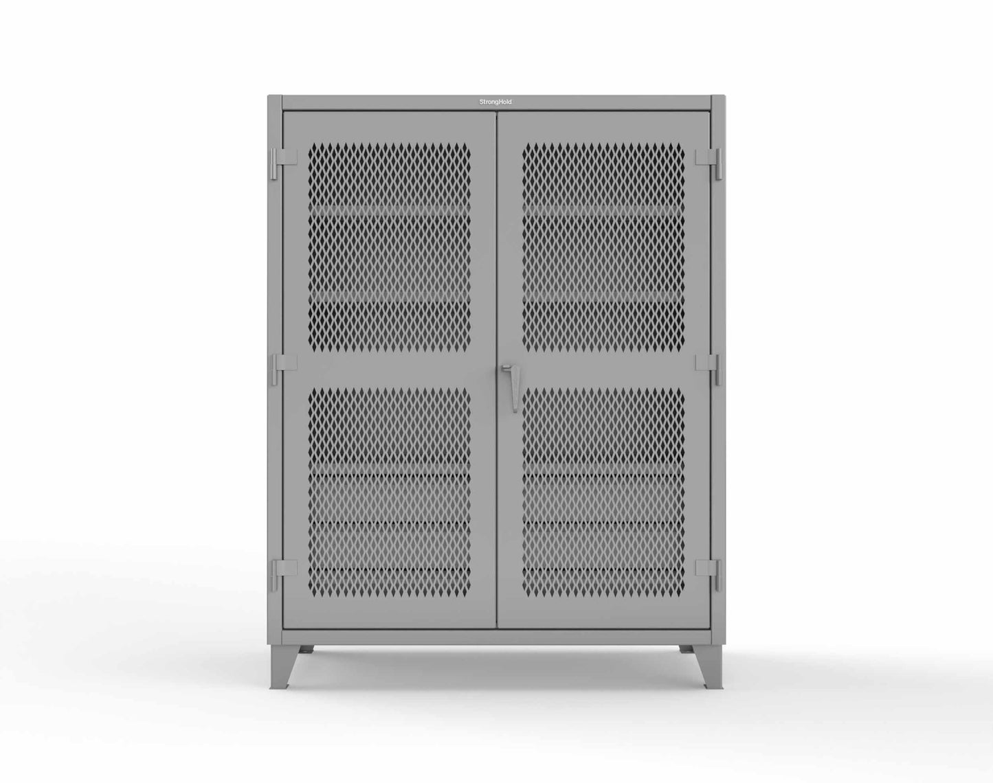 Extreme Duty 12 GA Ventilated (Diamond) Cabinet with 6 Half-Width Drawers, 4 Shelves - 60 In. W x 24 In. D x 78 In. H - 56-V-244-6/5DB-7037