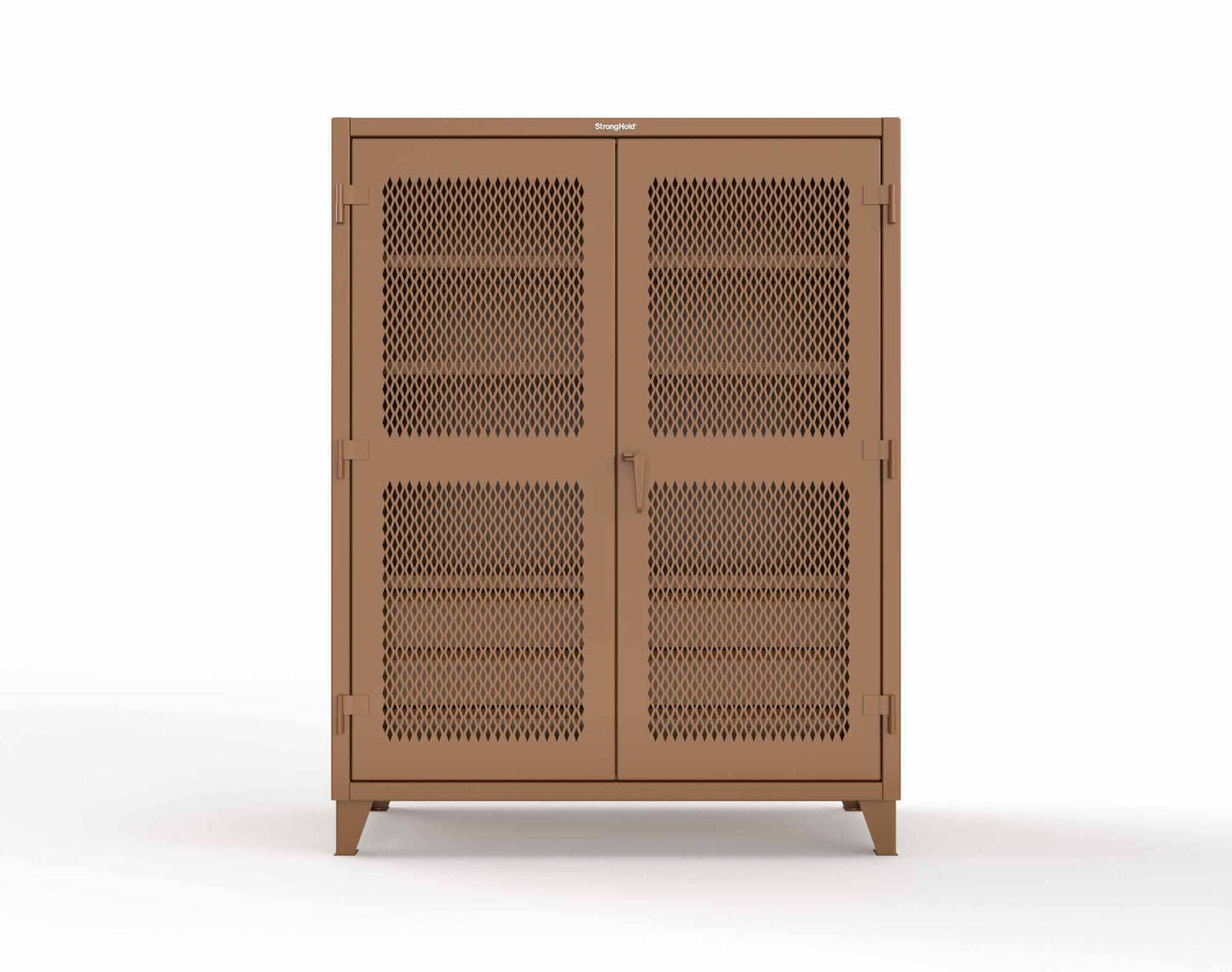 Extreme Duty 12 GA Ventilated (Diamond) Cabinet with 6 Half-Width Drawers, 4 Shelves - 60 In. W x 24 In. D x 78 In. H - 56-V-244-6/5DB-8008