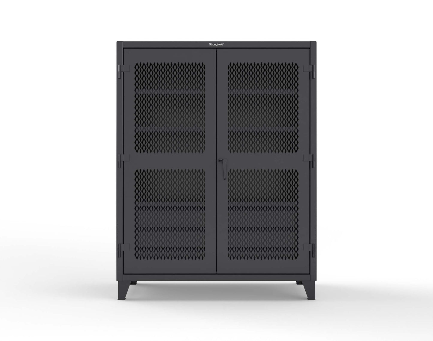 Extreme Duty 12 GA Ventilated (Diamond) Cabinet with 6 Half-Width Drawers, 4 Shelves - 60 In. W x 24 In. D x 78 In. H - 56-V-244-6/5DB-9005