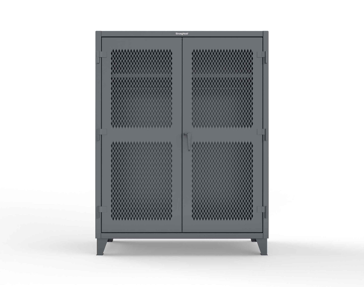 Extreme Duty 12 GA Ventilated (Diamond) Uniform Cabinet with Hanger Rod, 1 Shelf - 60 In. W x 24 In. D x 78 In. H - 56-V-WR-241-7024