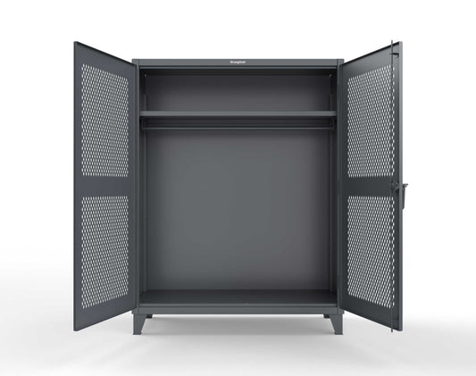 Extreme Duty 12 GA Ventilated (Diamond) Uniform Cabinet with Hanger Rod, 1 Shelf - 60 In. W x 24 In. D x 78 In. H - 56-V-WR-241-7024