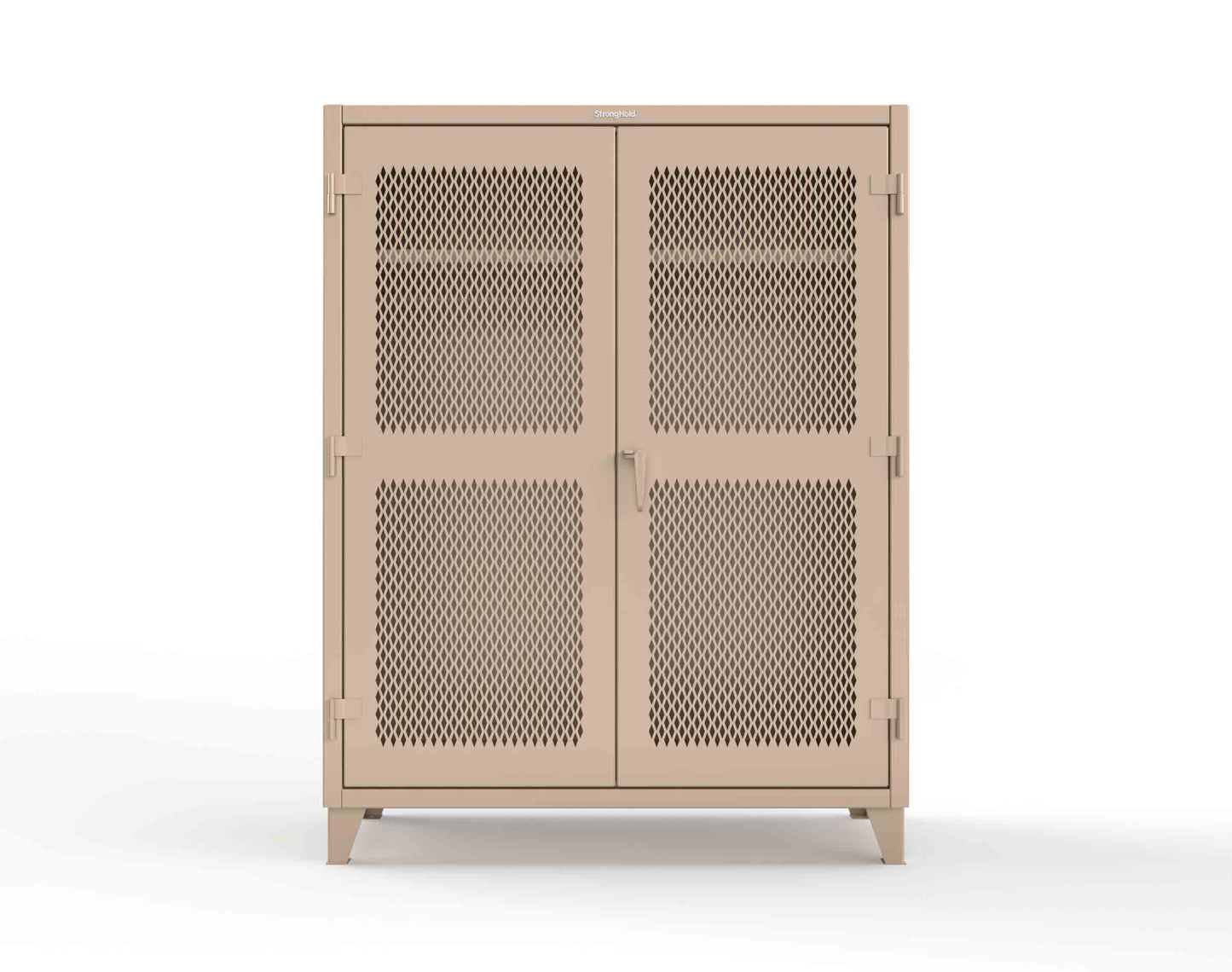 Extreme Duty 12 GA Ventilated (Diamond) Uniform Cabinet with Hanger Rod, 1 Shelf - 60 In. W x 24 In. D x 78 In. H - 56-V-WR-241-1019