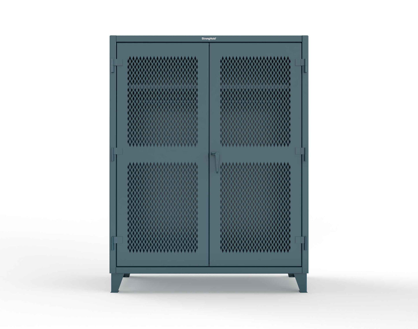 Extreme Duty 12 GA Ventilated (Diamond) Uniform Cabinet with Hanger Rod, 1 Shelf - 60 In. W x 24 In. D x 78 In. H - 56-V-WR-241-5001