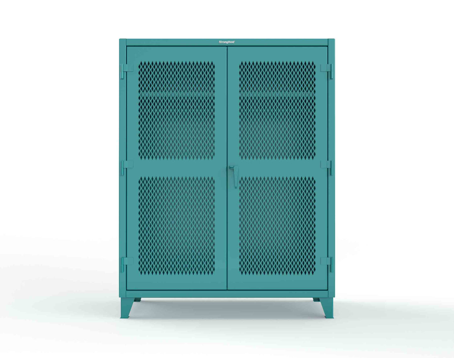 Extreme Duty 12 GA Ventilated (Diamond) Uniform Cabinet with Hanger Rod, 1 Shelf - 60 In. W x 24 In. D x 78 In. H - 56-V-WR-241-5021