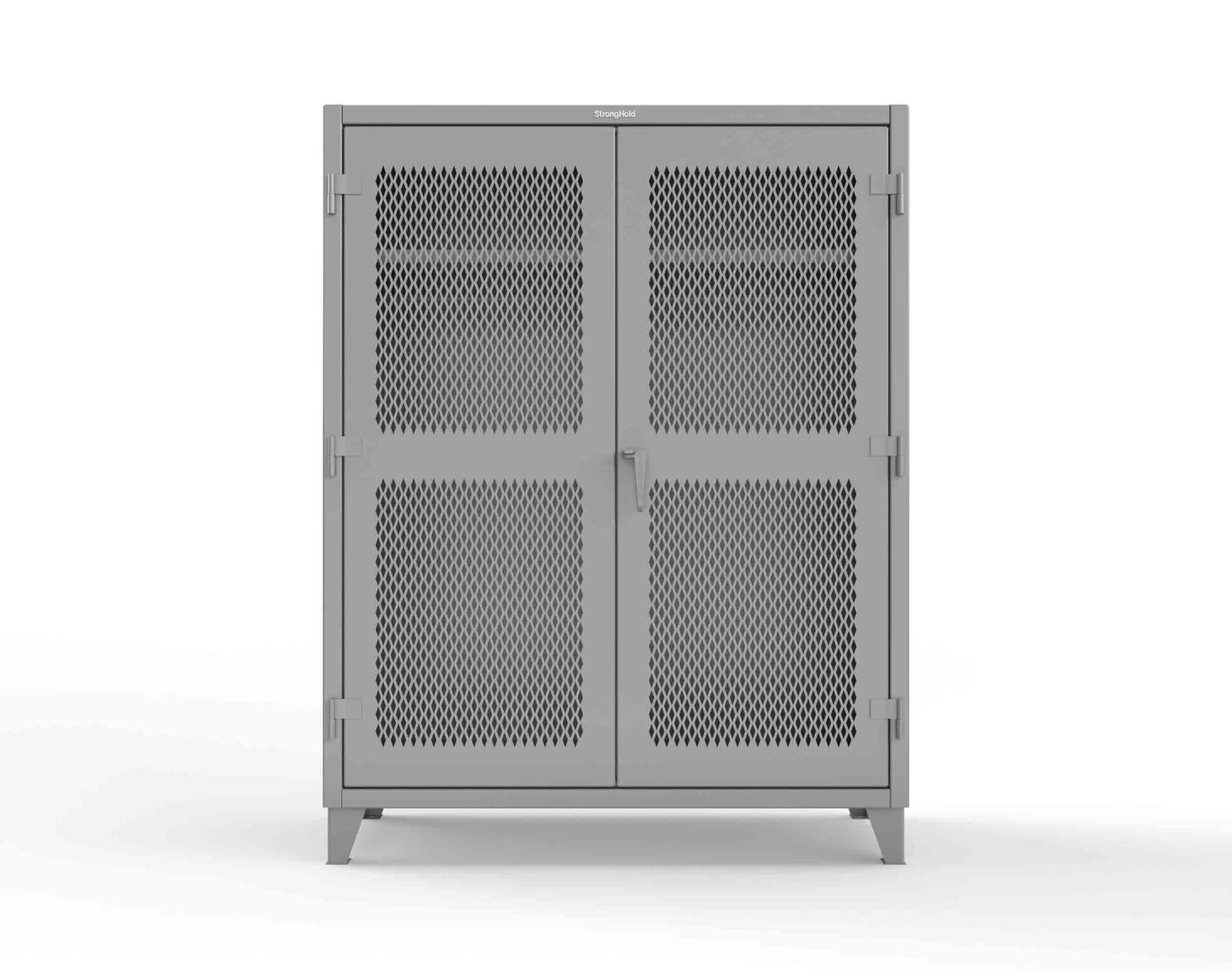 Extreme Duty 12 GA Ventilated (Diamond) Uniform Cabinet with Hanger Rod, 1 Shelf - 60 In. W x 24 In. D x 78 In. H - 56-V-WR-241-7037