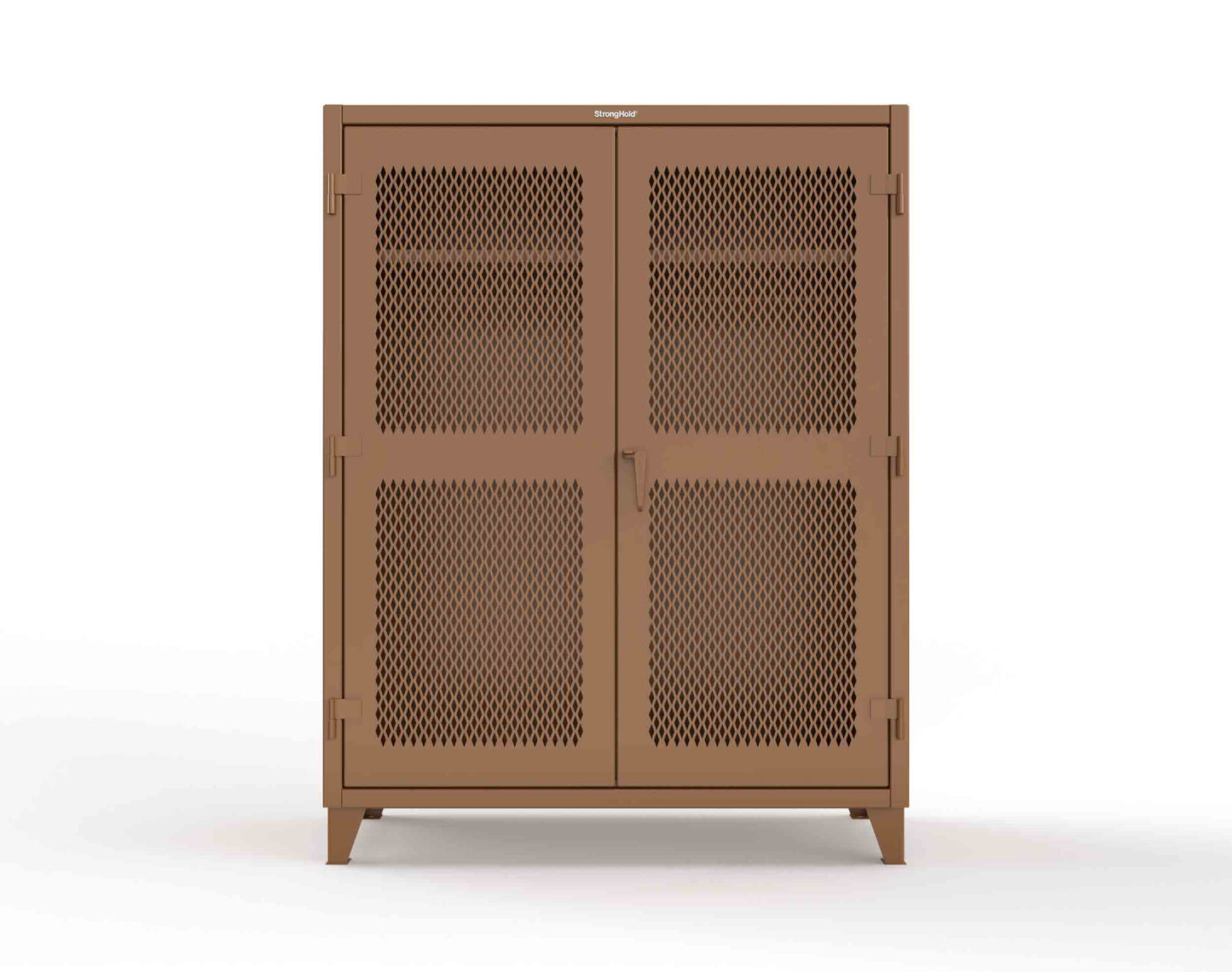 Extreme Duty 12 GA Ventilated (Diamond) Uniform Cabinet with Hanger Rod, 1 Shelf - 60 In. W x 24 In. D x 78 In. H - 56-V-WR-241-8008