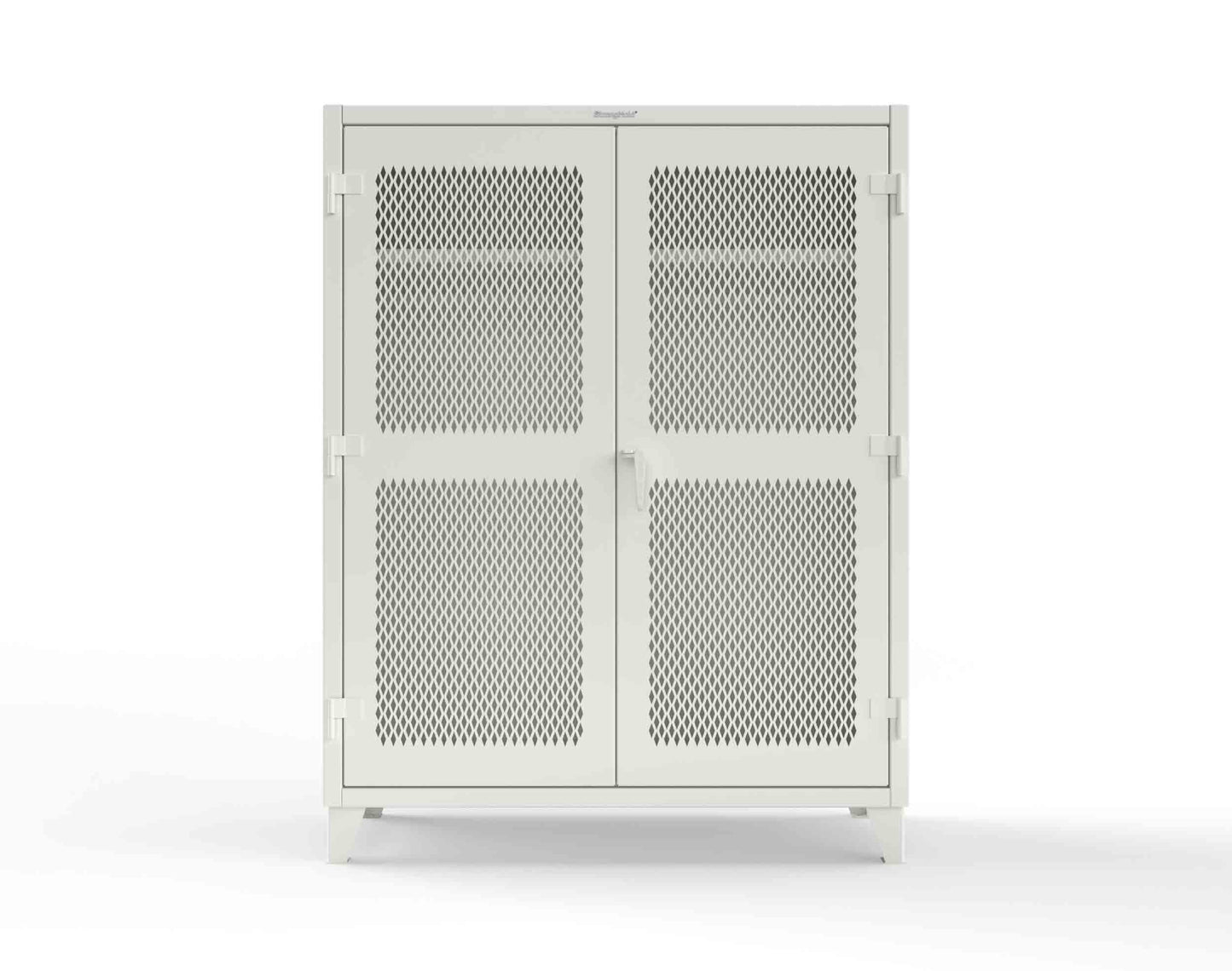 Extreme Duty 12 GA Ventilated (Diamond) Uniform Cabinet with Hanger Rod, 1 Shelf - 60 In. W x 24 In. D x 78 In. H - 56-V-WR-241-9003