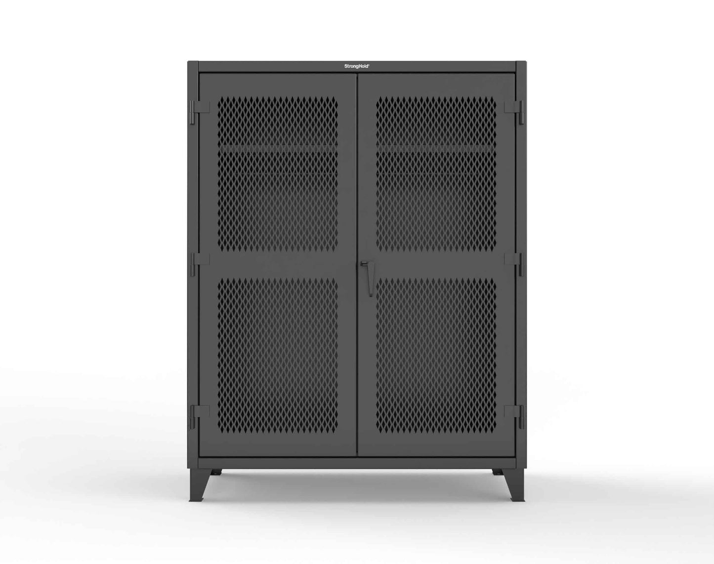 Extreme Duty 12 GA Ventilated (Diamond) Uniform Cabinet with Hanger Rod, 1 Shelf - 60 In. W x 24 In. D x 78 In. H - 56-V-WR-241-9005