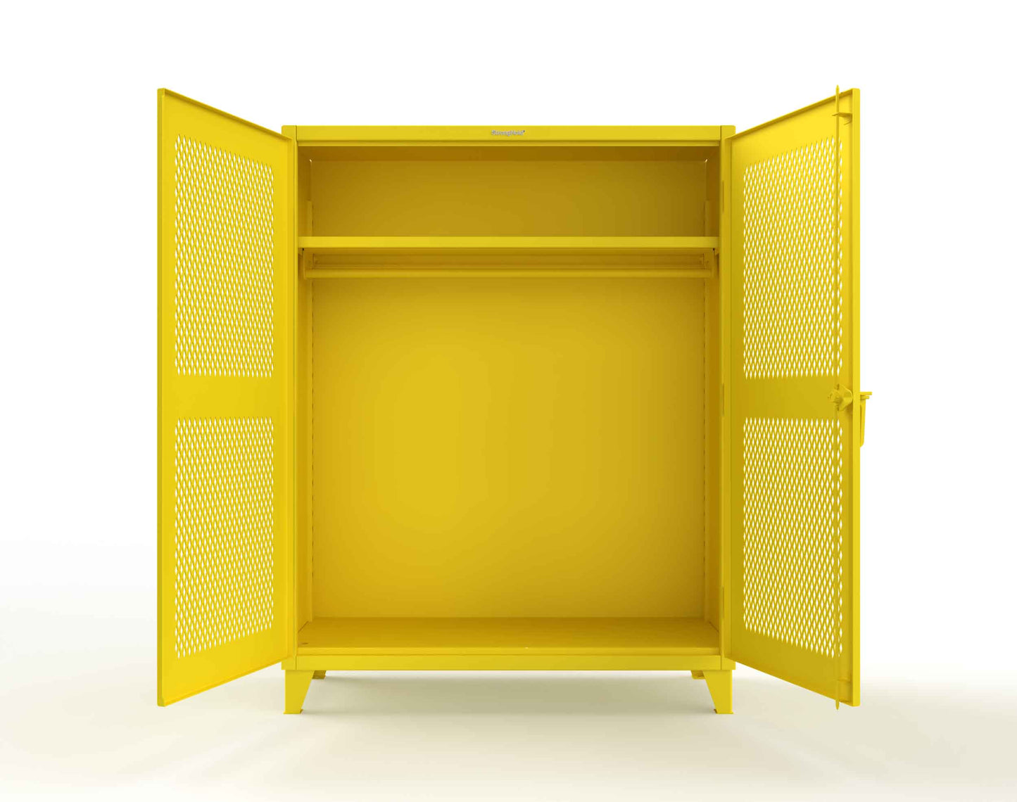 Extreme Duty 12 GA Ventilated (Diamond) Uniform Cabinet with Hanger Rod, 1 Shelf - 60 In. W x 24 In. D x 78 In. H - 56-V-WR-241-1021