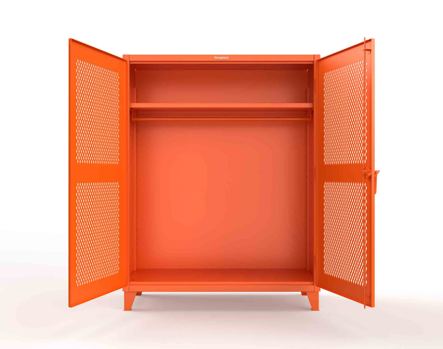 Extreme Duty 12 GA Ventilated (Diamond) Uniform Cabinet with Hanger Rod, 1 Shelf - 60 In. W x 24 In. D x 78 In. H - 56-V-WR-241-2009