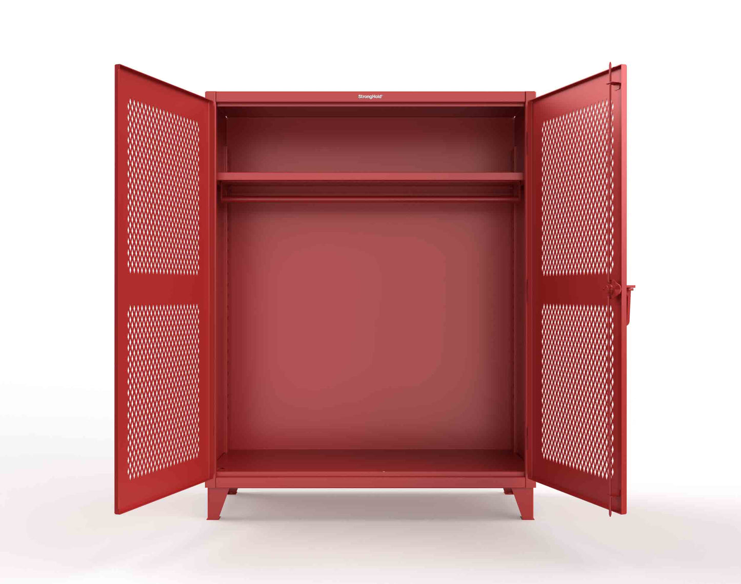 Extreme Duty 12 GA Ventilated (Diamond) Uniform Cabinet with Hanger Rod, 1 Shelf - 60 In. W x 24 In. D x 78 In. H - 56-V-WR-241-3001