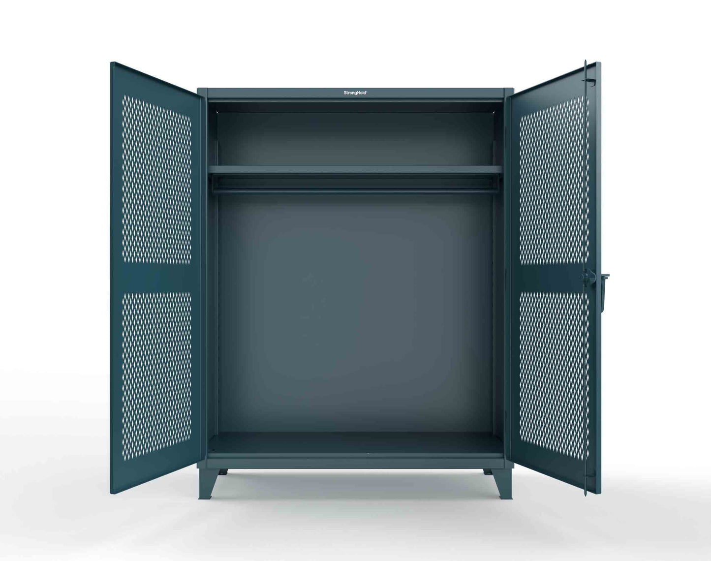 Extreme Duty 12 GA Ventilated (Diamond) Uniform Cabinet with Hanger Rod, 1 Shelf - 60 In. W x 24 In. D x 78 In. H - 56-V-WR-241-5001