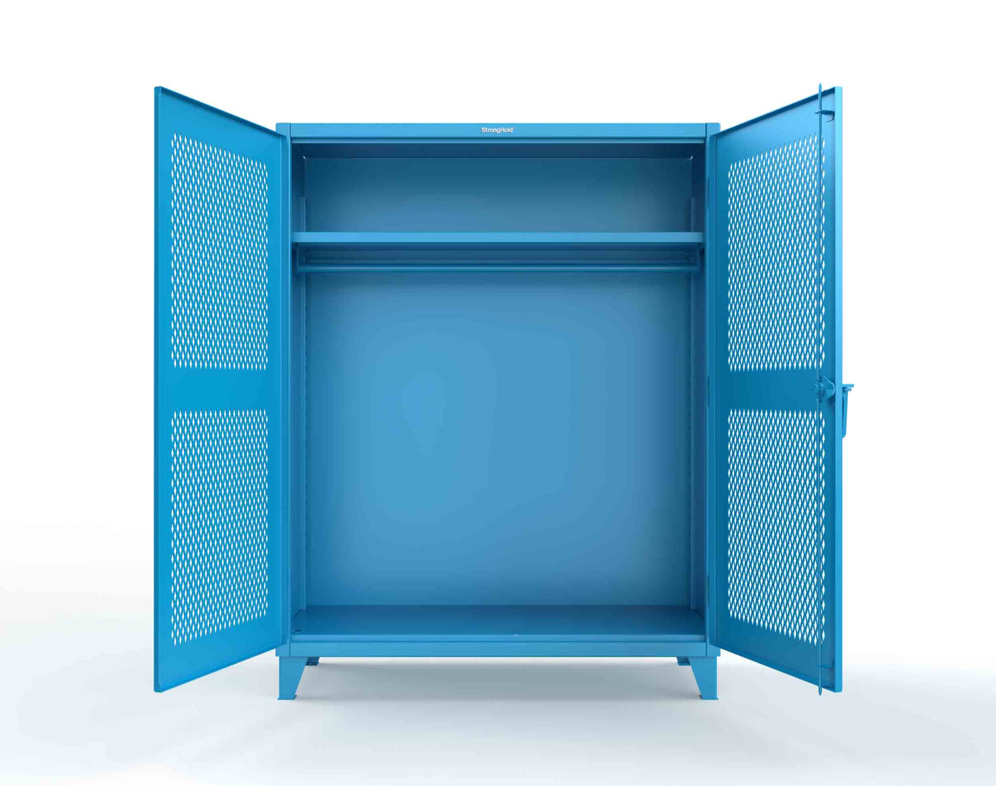 Extreme Duty 12 GA Ventilated (Diamond) Uniform Cabinet with Hanger Rod, 1 Shelf - 60 In. W x 24 In. D x 78 In. H - 56-V-WR-241-5012