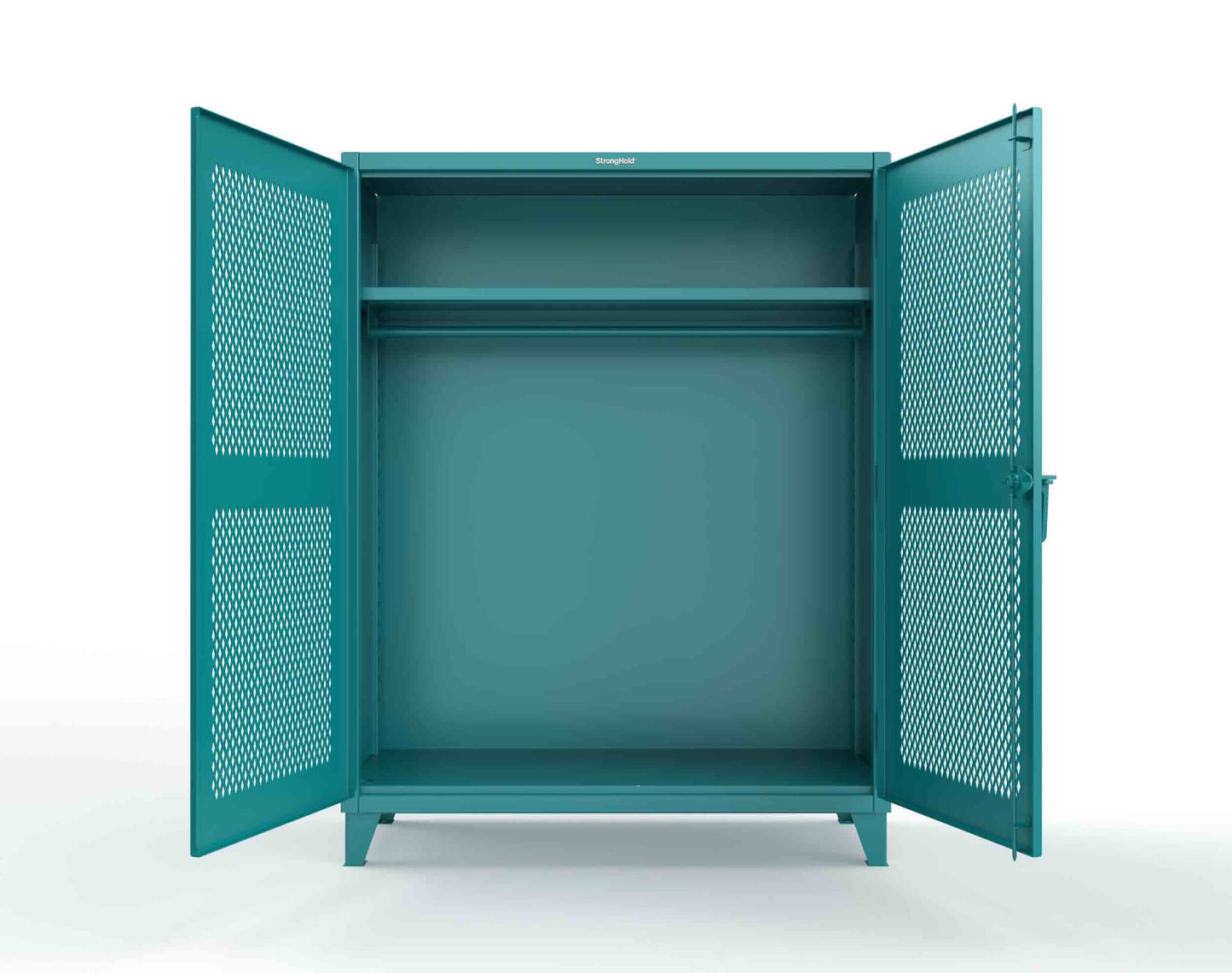 Extreme Duty 12 GA Ventilated (Diamond) Uniform Cabinet with Hanger Rod, 1 Shelf - 60 In. W x 24 In. D x 78 In. H - 56-V-WR-241-5021