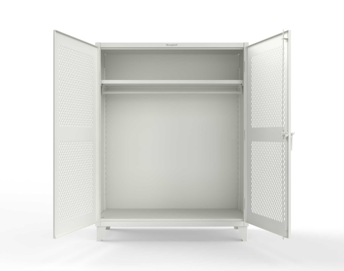 Extreme Duty 12 GA Ventilated (Diamond) Uniform Cabinet with Hanger Rod, 1 Shelf - 60 In. W x 24 In. D x 78 In. H - 56-V-WR-241-9003