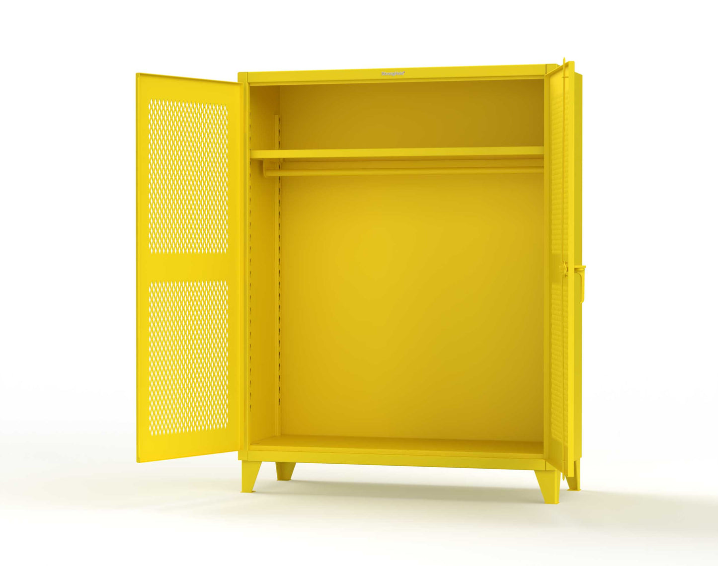 Extreme Duty 12 GA Ventilated (Diamond) Uniform Cabinet with Hanger Rod, 1 Shelf - 60 In. W x 24 In. D x 78 In. H - 56-V-WR-241-1021