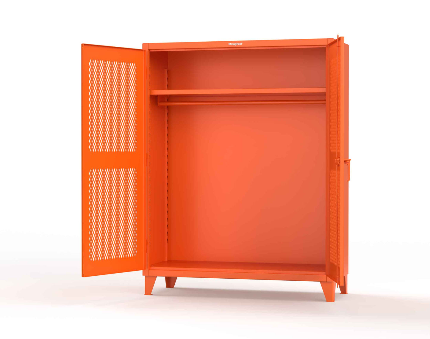 Extreme Duty 12 GA Ventilated (Diamond) Uniform Cabinet with Hanger Rod, 1 Shelf - 60 In. W x 24 In. D x 78 In. H - 56-V-WR-241-2009