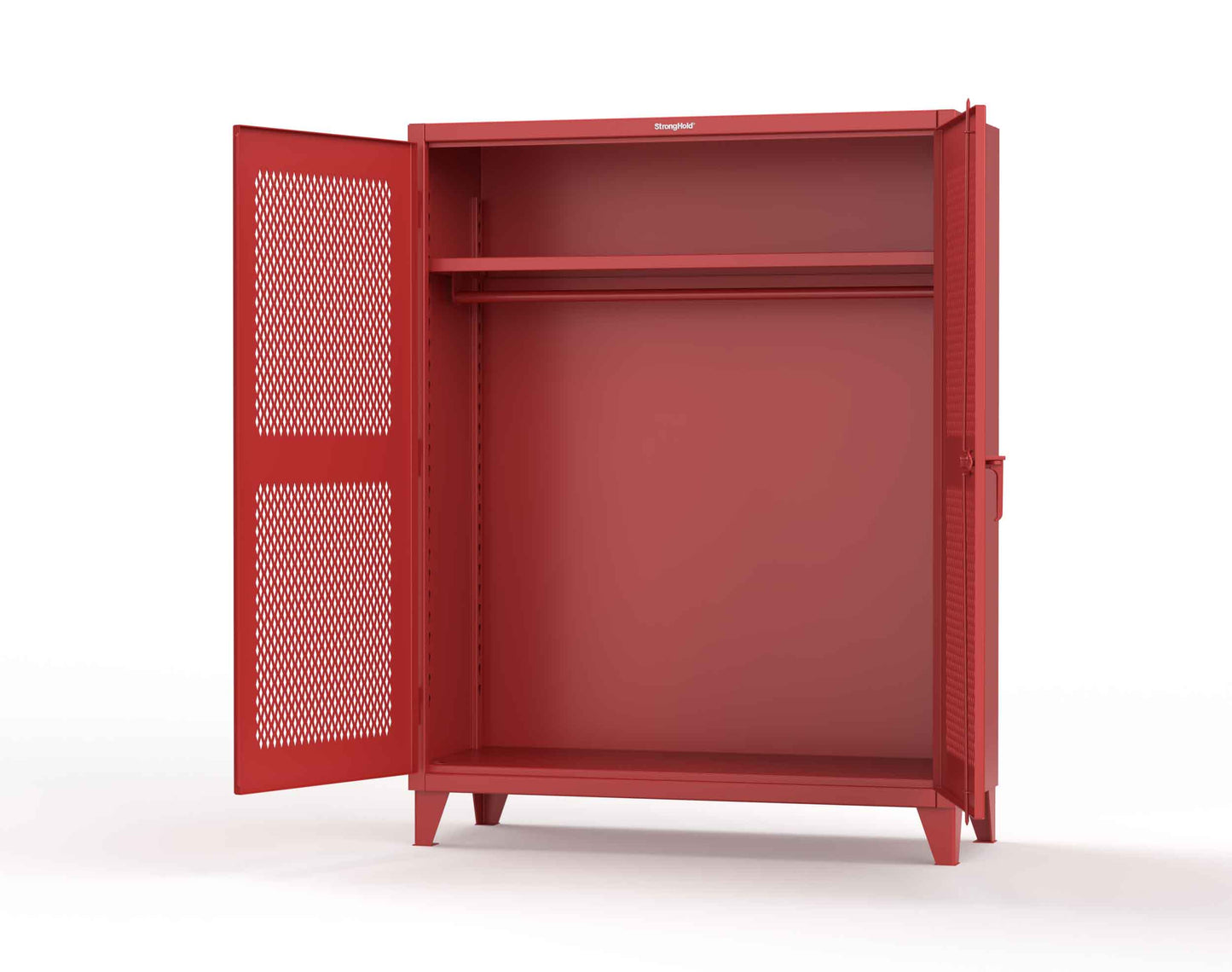 Extreme Duty 12 GA Ventilated (Diamond) Uniform Cabinet with Hanger Rod, 1 Shelf - 60 In. W x 24 In. D x 78 In. H - 56-V-WR-241-3001