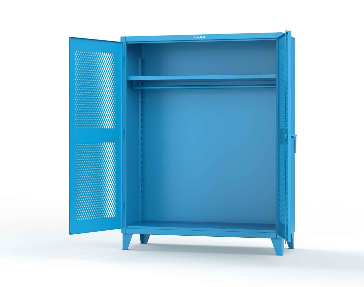Extreme Duty 12 GA Ventilated (Diamond) Uniform Cabinet with Hanger Rod, 1 Shelf - 60 In. W x 24 In. D x 78 In. H - 56-V-WR-241-5012