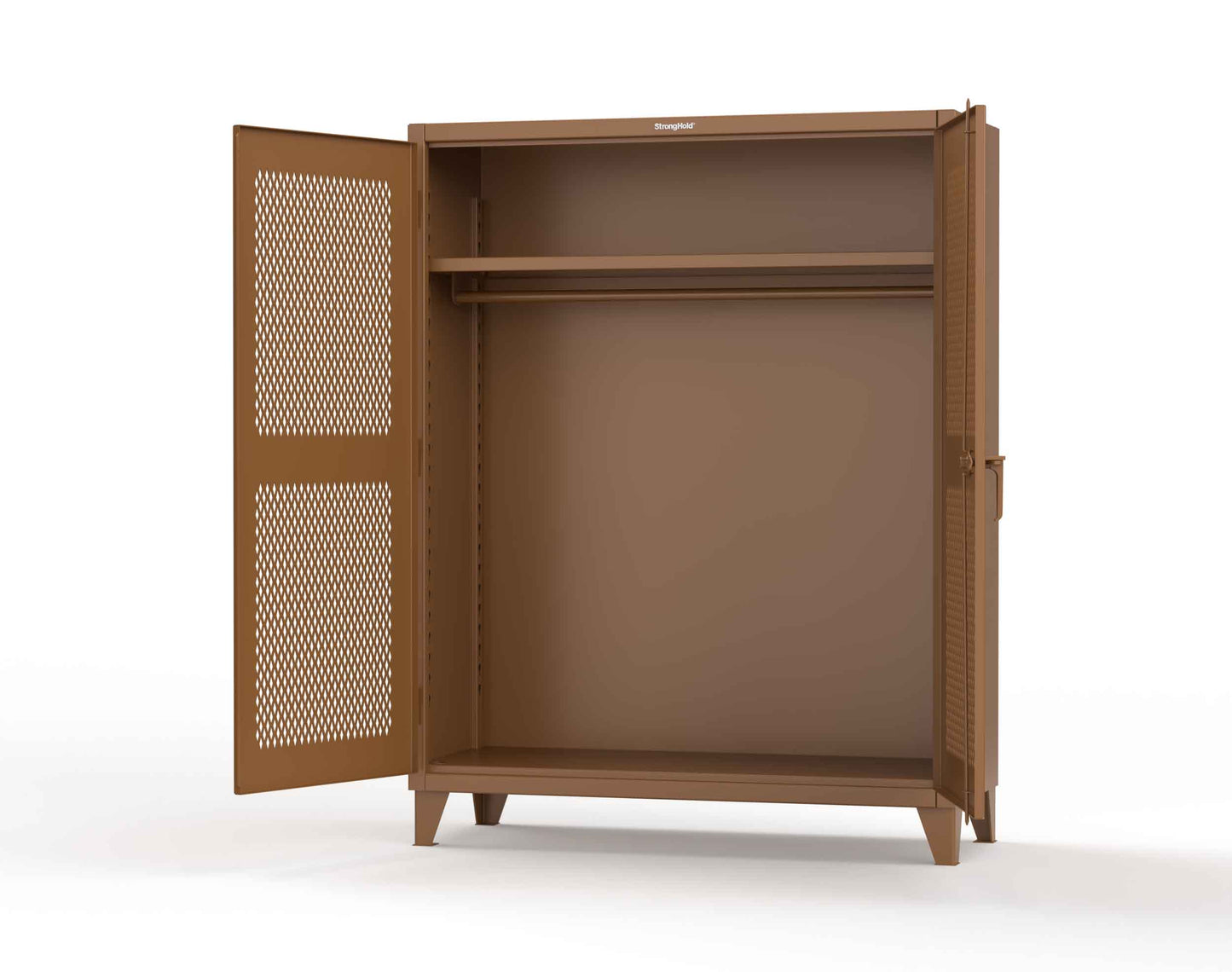 Extreme Duty 12 GA Ventilated (Diamond) Uniform Cabinet with Hanger Rod, 1 Shelf - 60 In. W x 24 In. D x 78 In. H - 56-V-WR-241-8008