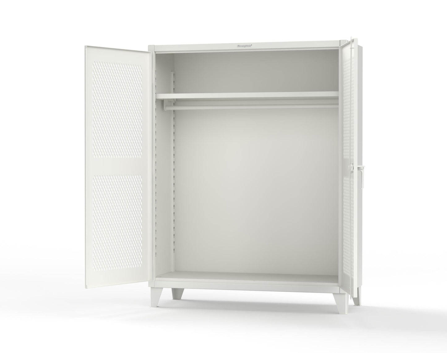 Extreme Duty 12 GA Ventilated (Diamond) Uniform Cabinet with Hanger Rod, 1 Shelf - 60 In. W x 24 In. D x 78 In. H - 56-V-WR-241-9003