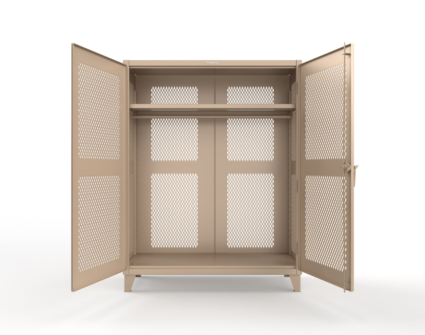 Extreme Duty 12 GA Fully-Ventilated Uniform Cabinet with Hanger Rod, 1 Shelf - 60 In. W x 24 In. D x 78 In. H - 56-VBS-241WR-1019